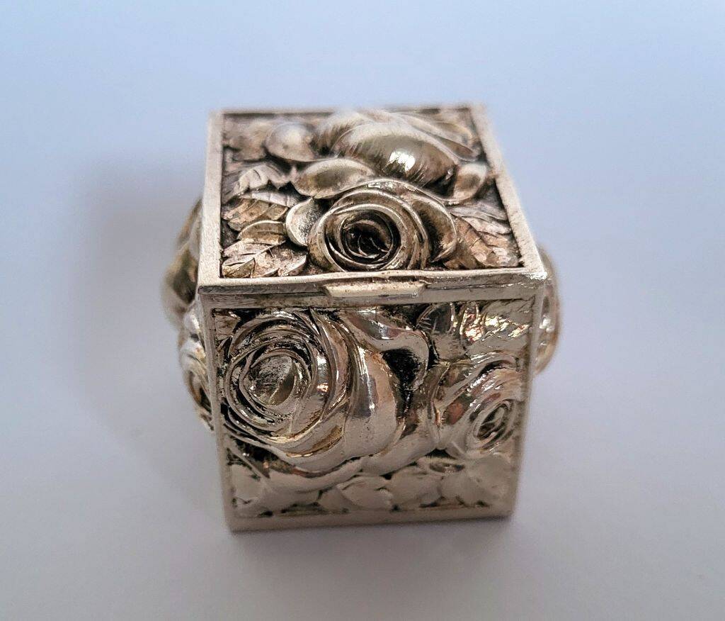 Silver Plated Repousse Personal Ashtray Rich Decorated with Roses