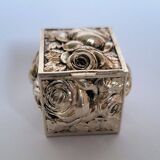 Silver Plated Repousse Personal Ashtray Rich Decorated with Roses