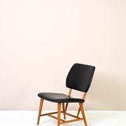 Chaise scandinave vintage en cuir noir