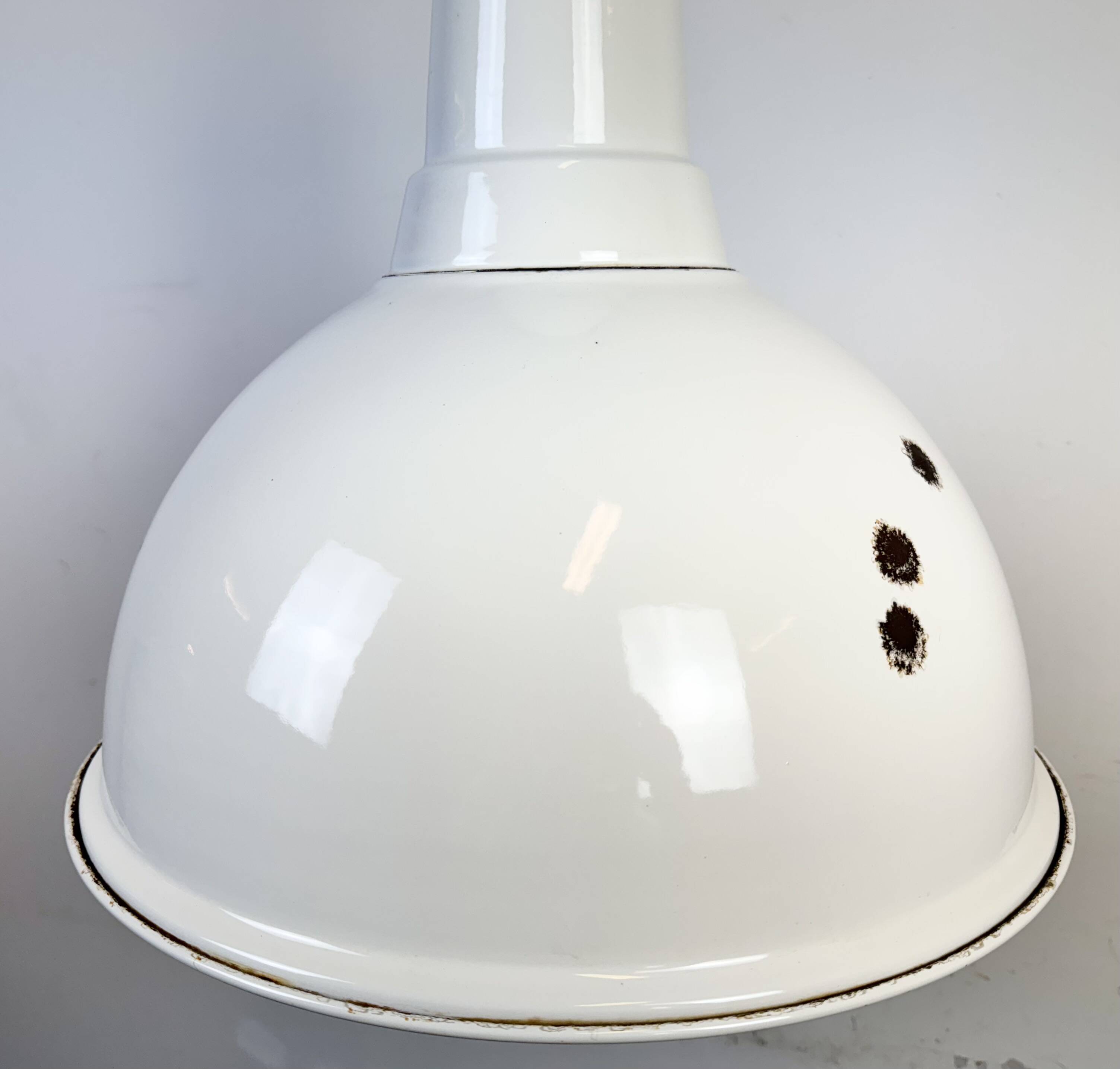 Large Industrial British White Enamel Pendant Lamp from Benjamin, 1960s
