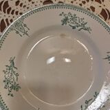 Set of 2 Sarreguemines 4003 plates with green arabesques and flowers