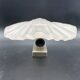 Vintage shell wall light in pink pressed glass and gold steel