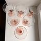 Set of 6 pink-footed cocktail glasses design 70s