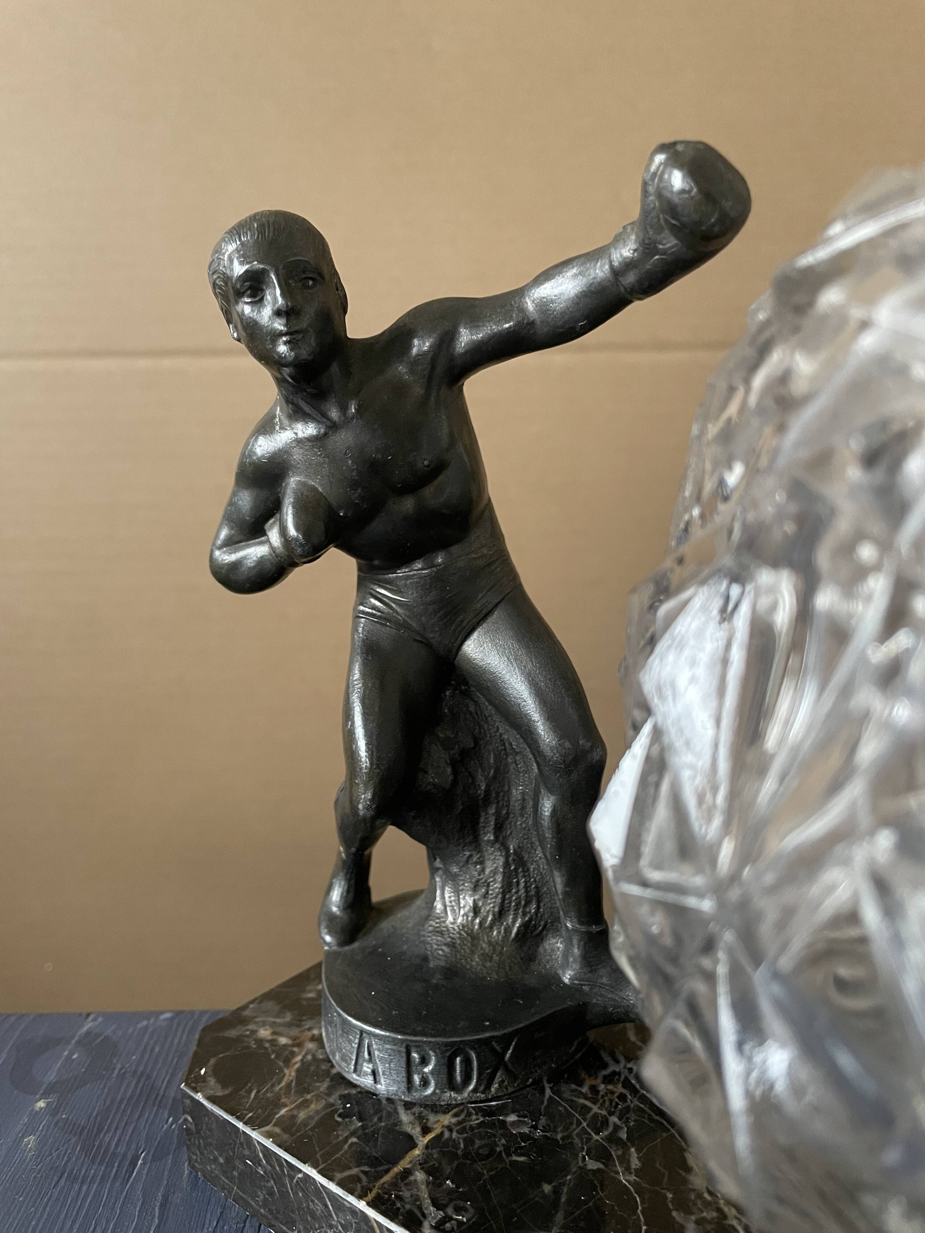 Marble table lamp, boxing, 1930s
