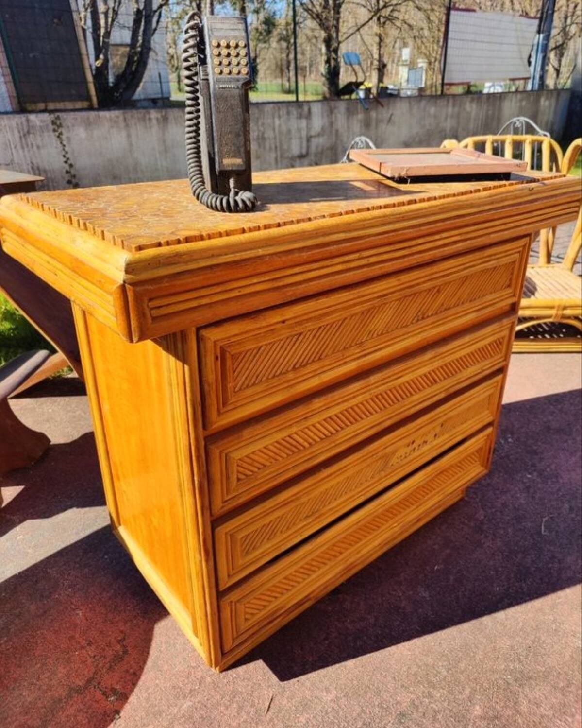 McGuire rattan and bamboo chest of drawers