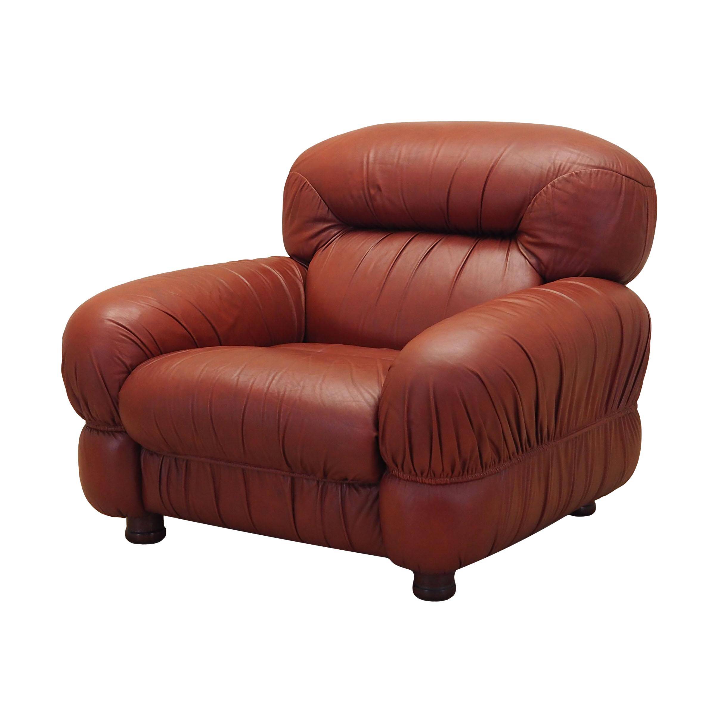 Burgundy armchair, Italian design, 1970s, production: Italy