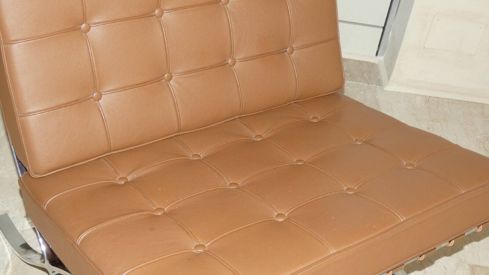 Sedia in acciaio e pelle nello stile di Knoll, anni '80