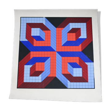 Victor Vasarely, Idom Stri, screenprint on Arches paper. Unsigned