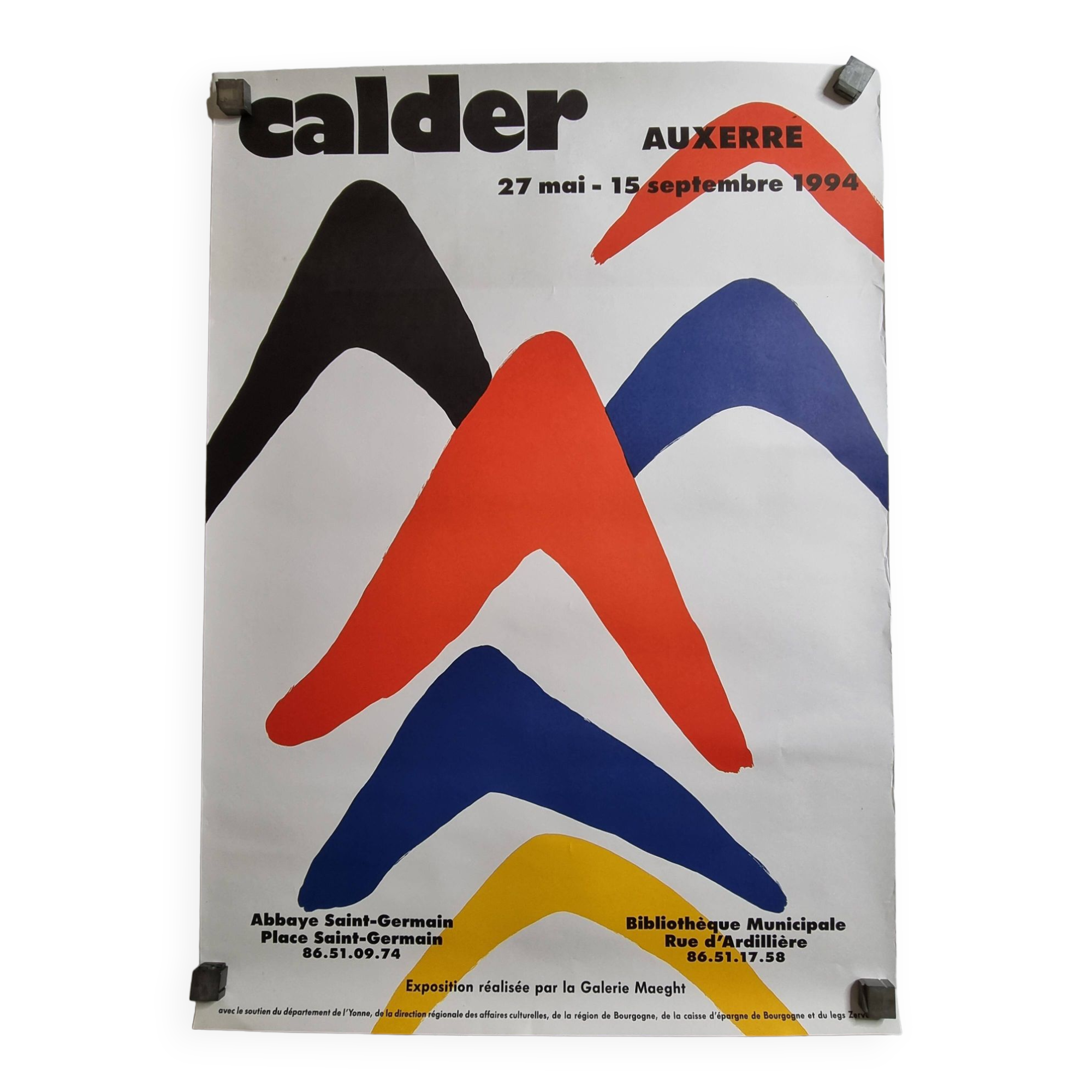 Affiche vintage d'après Calder, 1994, Auxerre, Galerie Maeght