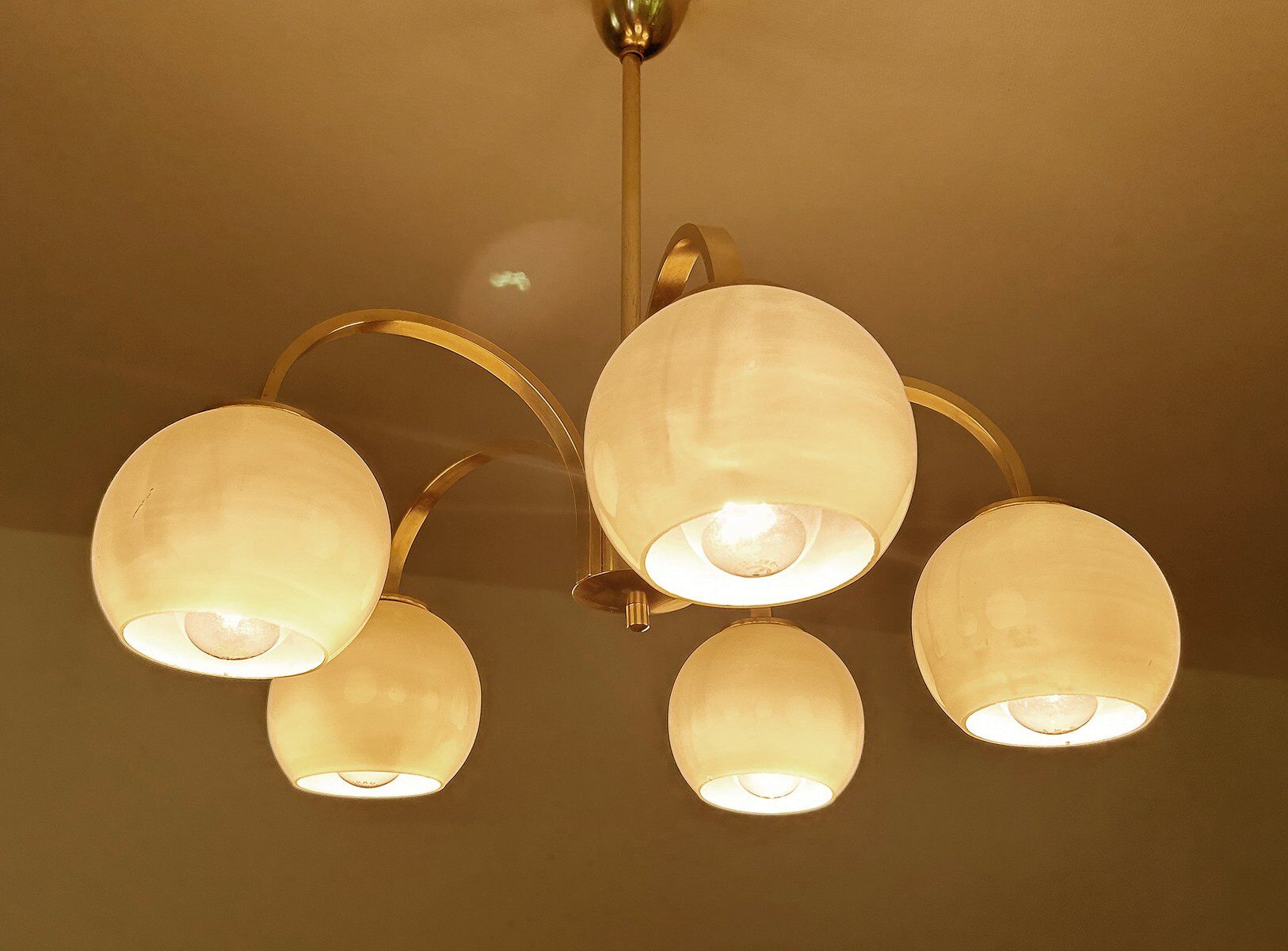 Mid Century Glass Pendant Light, 1950s