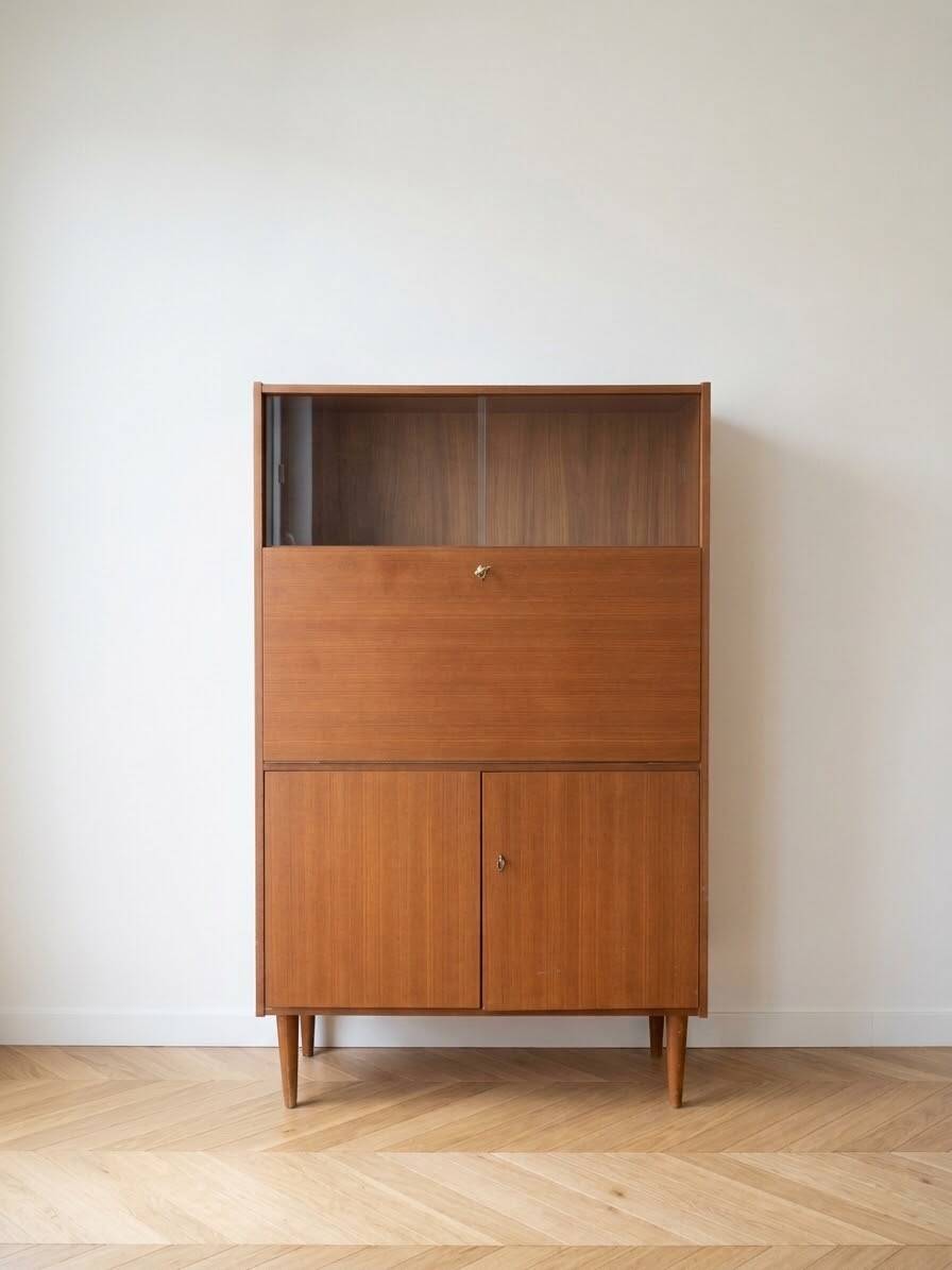 Vintage 1950s wooden secretary desk