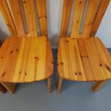 Set of 4 vintage pine chairs from the 70s and 80s