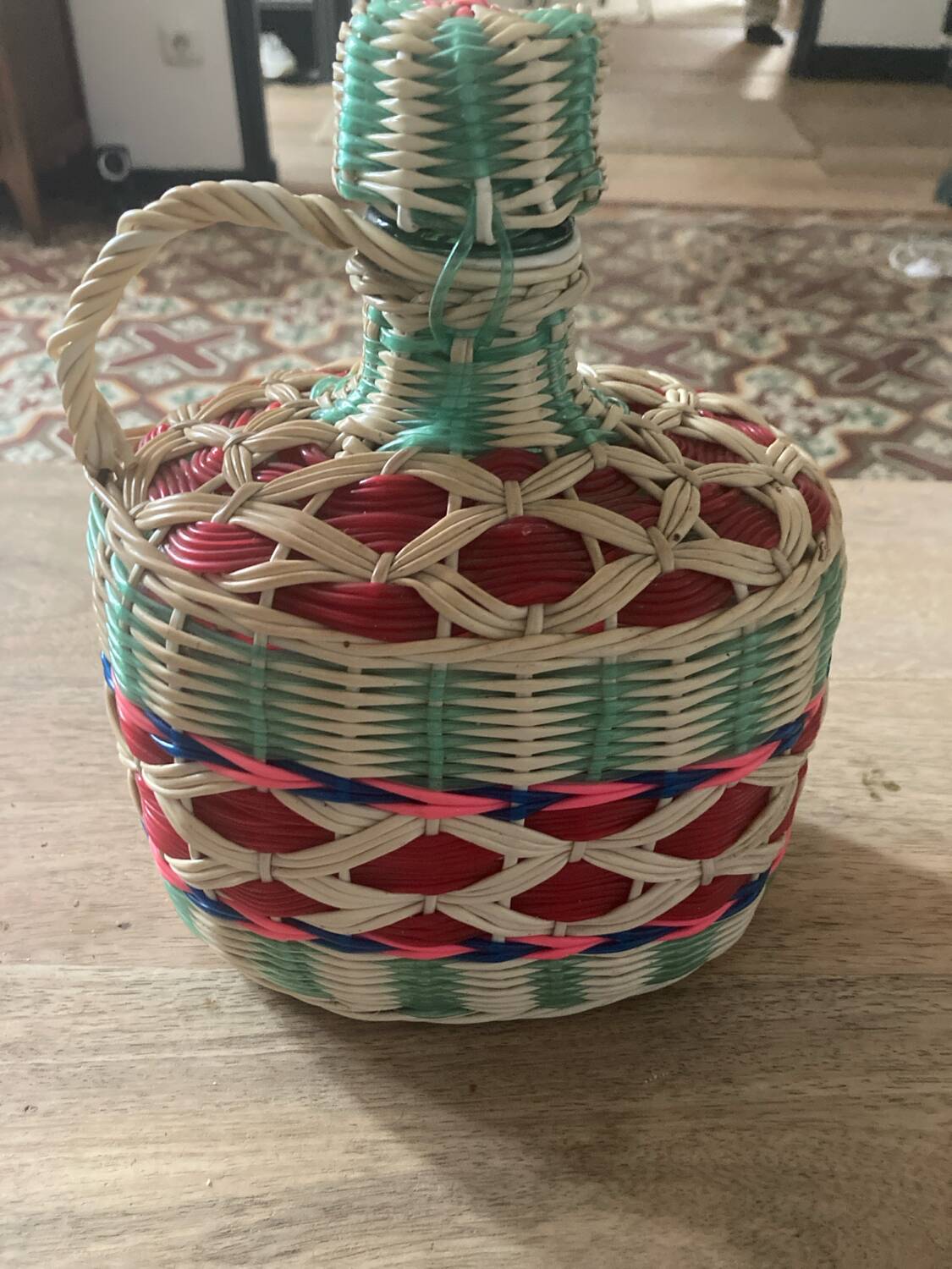 Vintage scoubidou bottle from the 50s