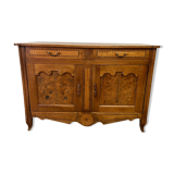 XiXth buffet in marquetry and elm magnifying glass