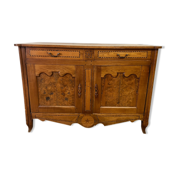 Buffet XIXème en marqueterie et loupe d’orme