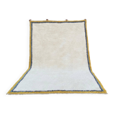 Large Moroccan Berber rug in cream 400x250 cm – yellow and blue border