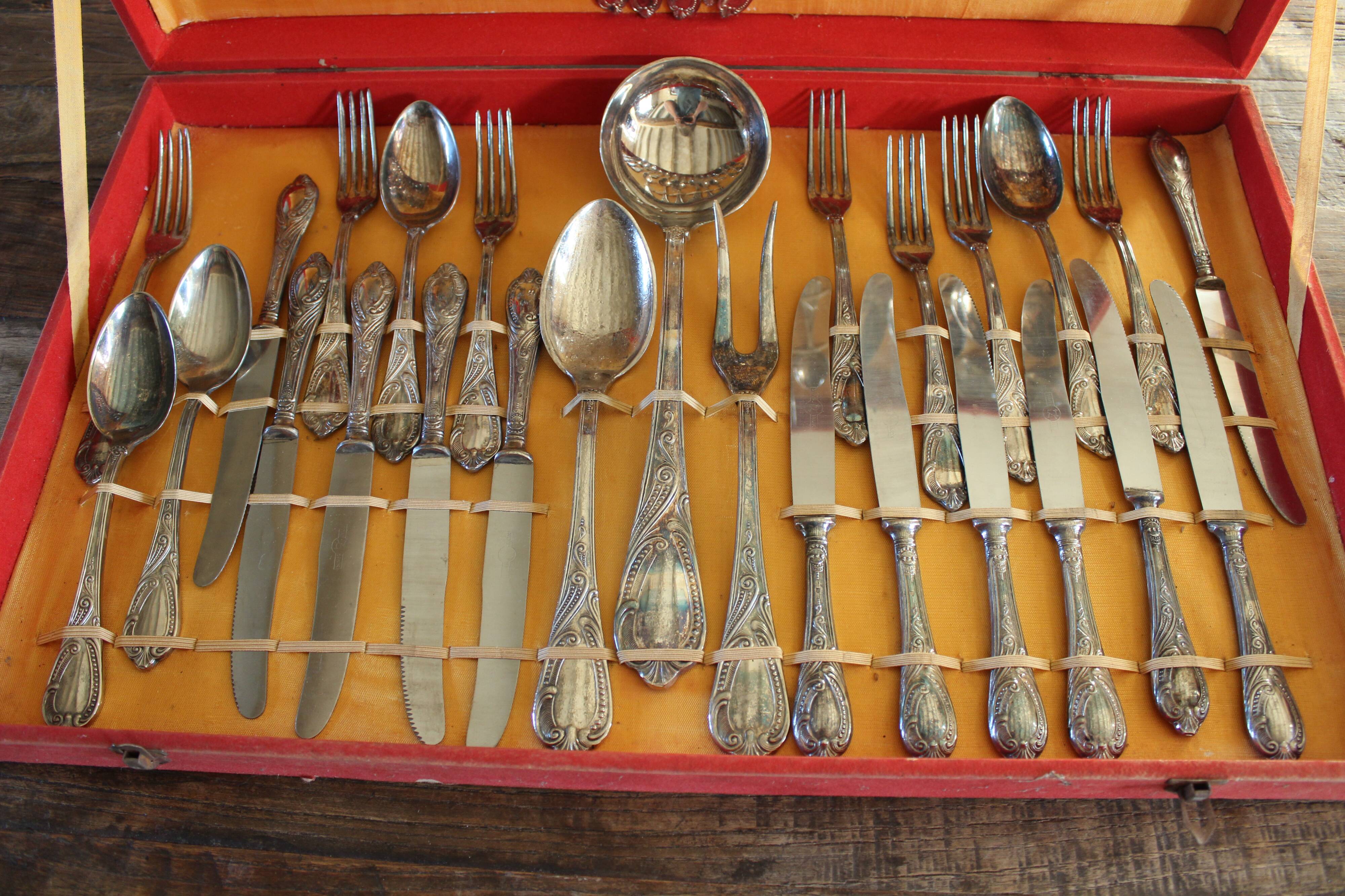 51-piece silver-plated cutlery set, vintage