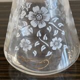 Lot decanter 3 vintage bucket glasses + 2 mismatched glasses