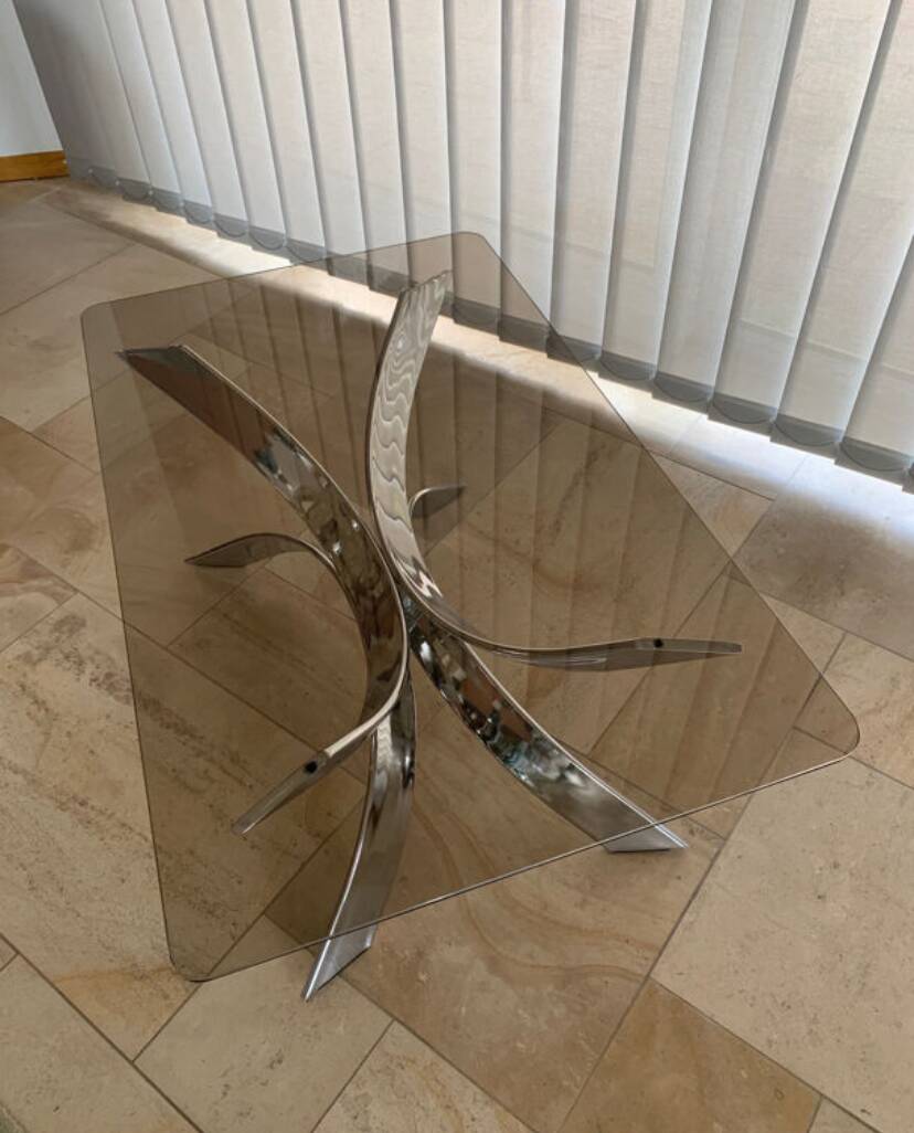 Vintage 70s chrome/glass coffee table