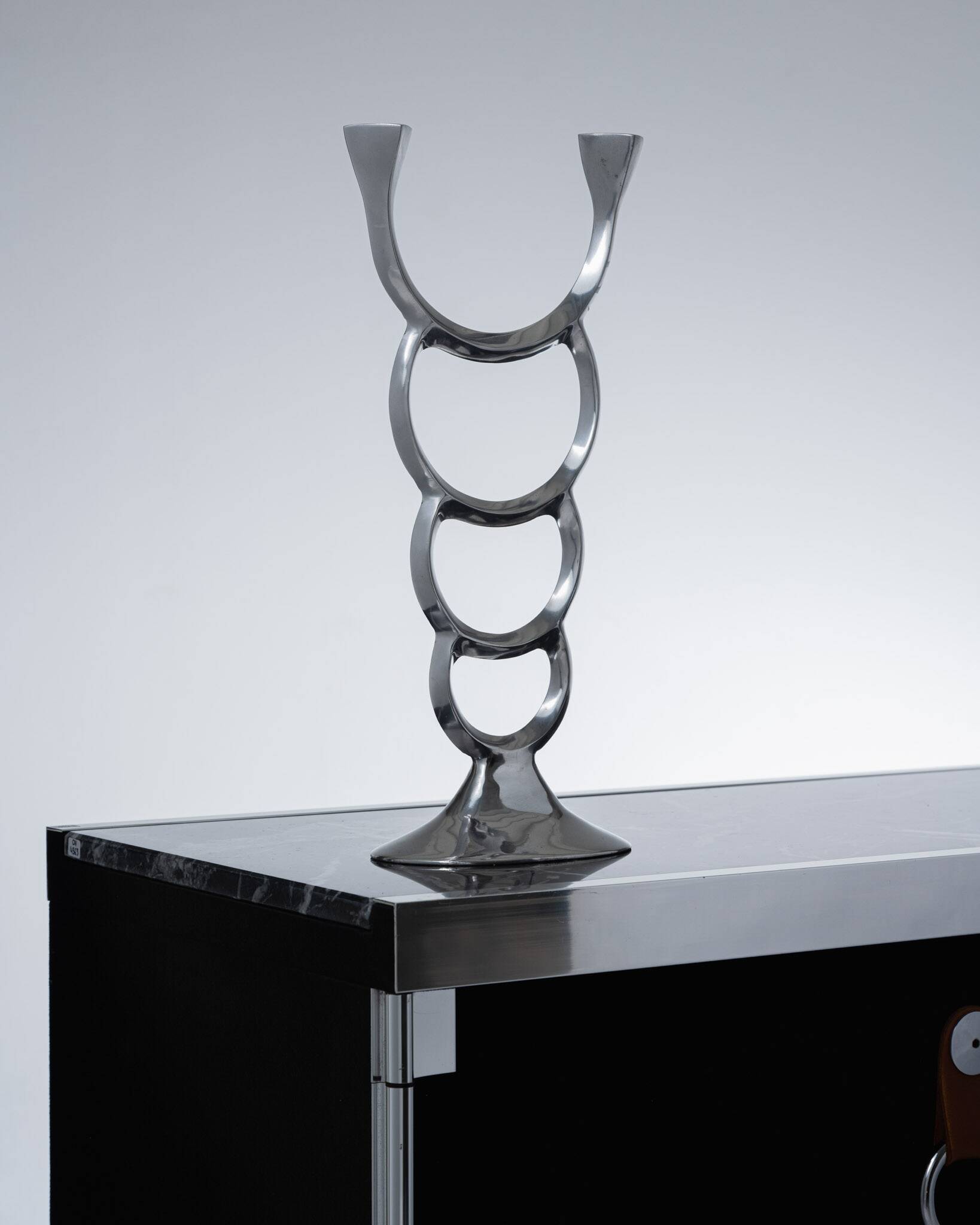 Sculptural metal candle holder, 1970s