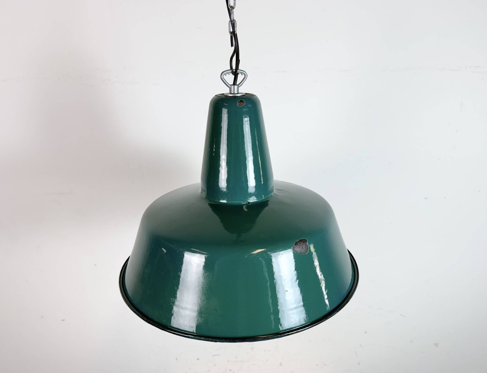 Large Industrial Green Enamel Factory Pendant Lamp, 1960s