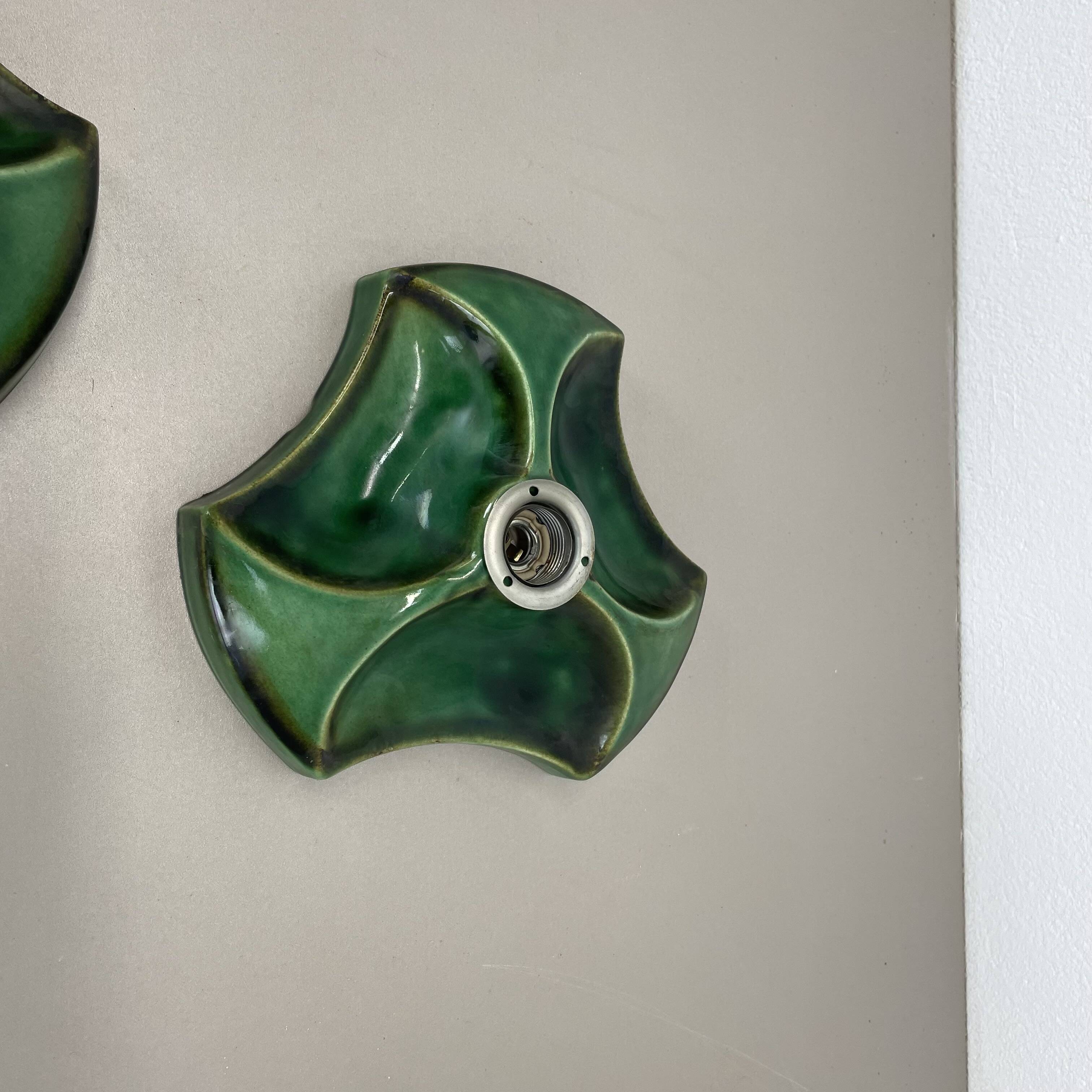Set of Two Modernist Ceramic Fat Lava Wall Lights by Pan Ceramics, Germany