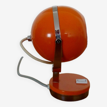Orange and chrome eyeball table lamp