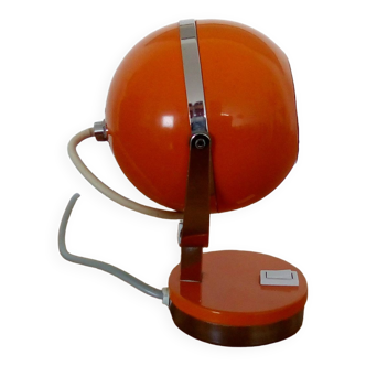Orange and chrome eyeball table lamp