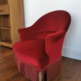 Fauteuil crapaud velours rouge