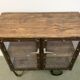 Industrial Iron Cabinet with Mesh Doors on Wheels, 1960s