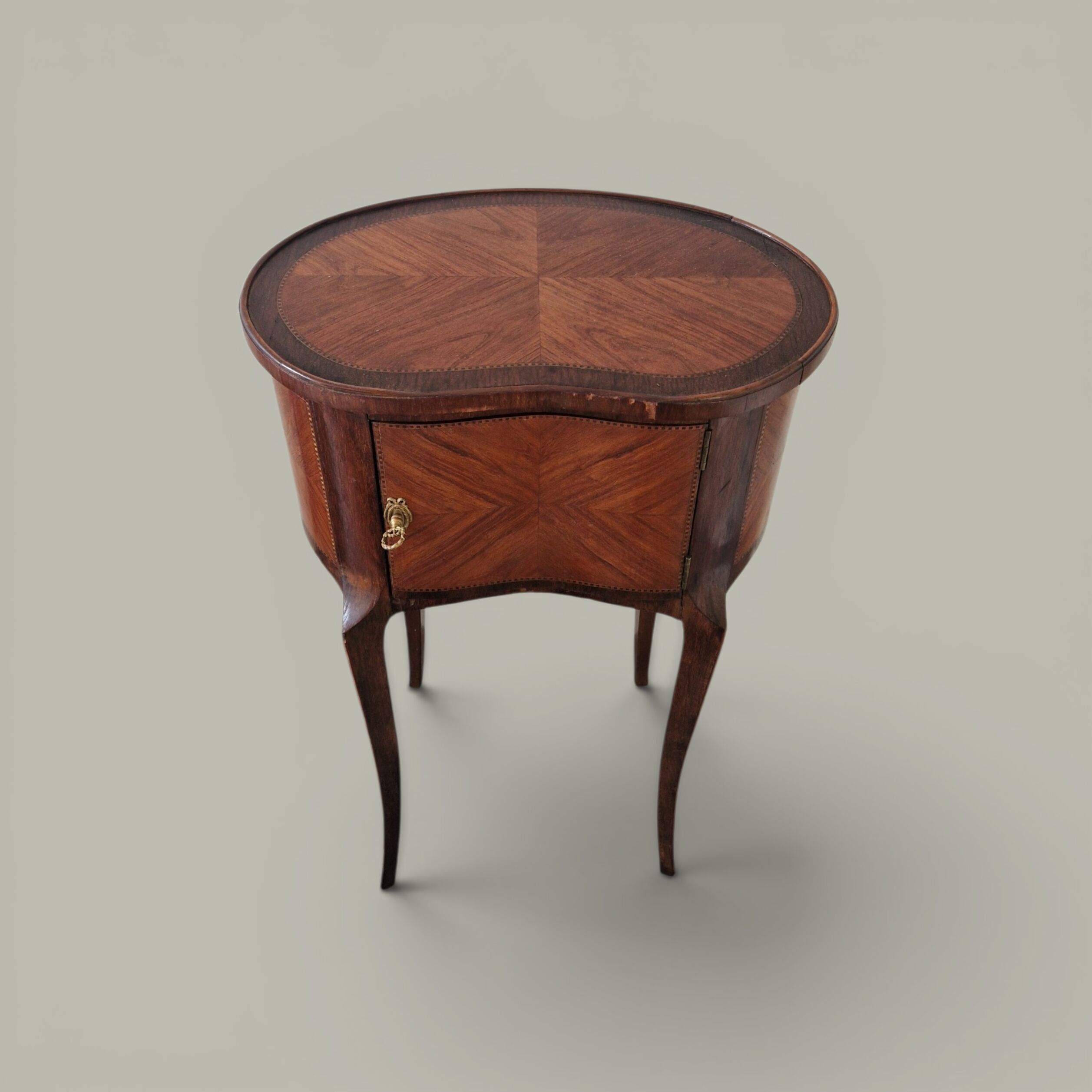 Curved side table in Louis XV style with marquetry - late 19th century
