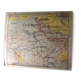 Carte géographique vintage France canaux recto verso