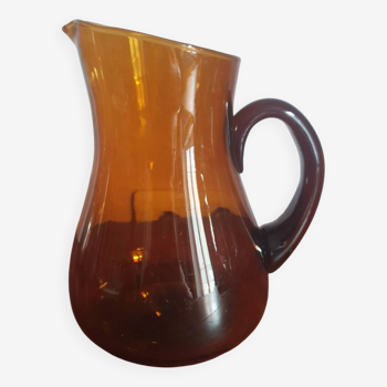 Vintage 70's amber smoked glass pitcher