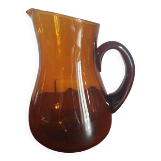 Vintage 70's amber smoked glass pitcher