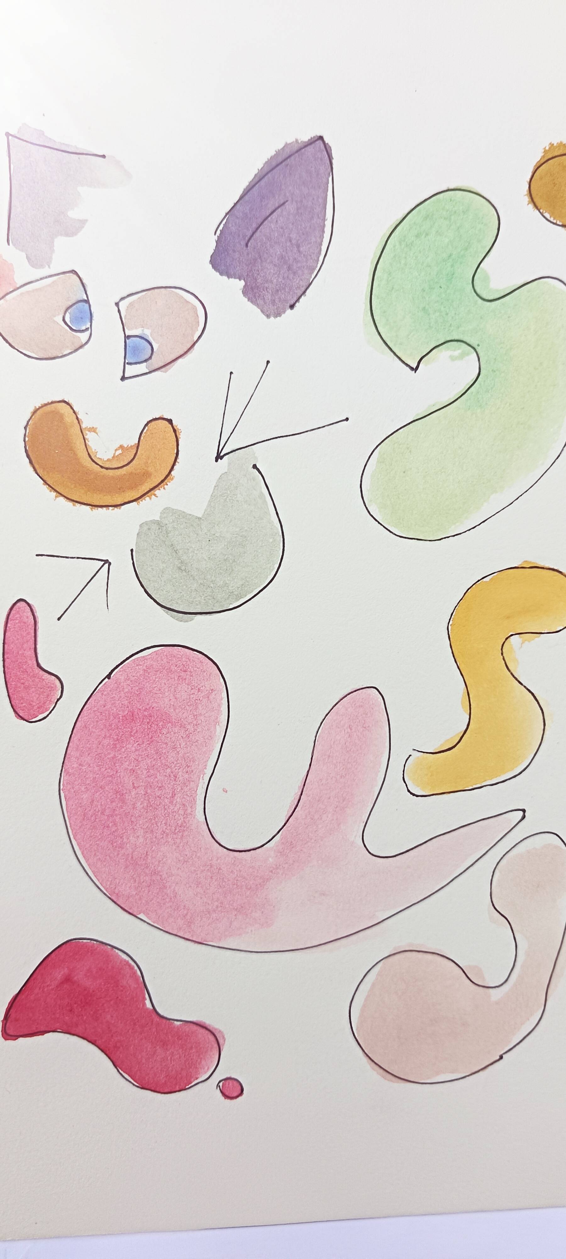 Original abstract painting – coloured organic shapes