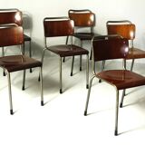 Model 106 Chairs by W. H. Gispen for Delft, 1950s, Set of 6