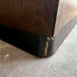 Vintage wooden compartment cabinet with rolling shutter