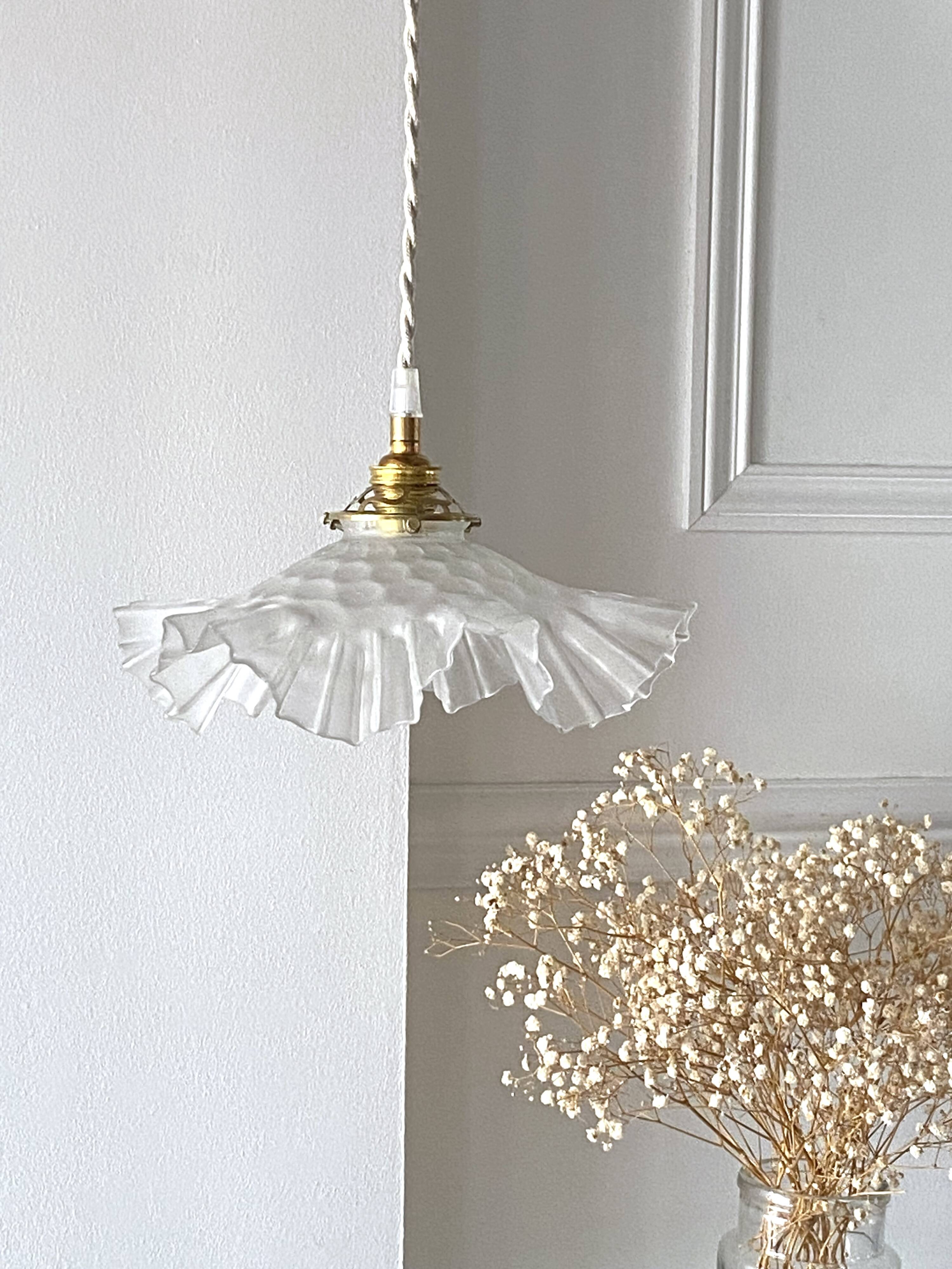 Antique pleated pendant light