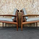 Pair of teak easy armchairs by Svend Aage Eriksen for Glostrup