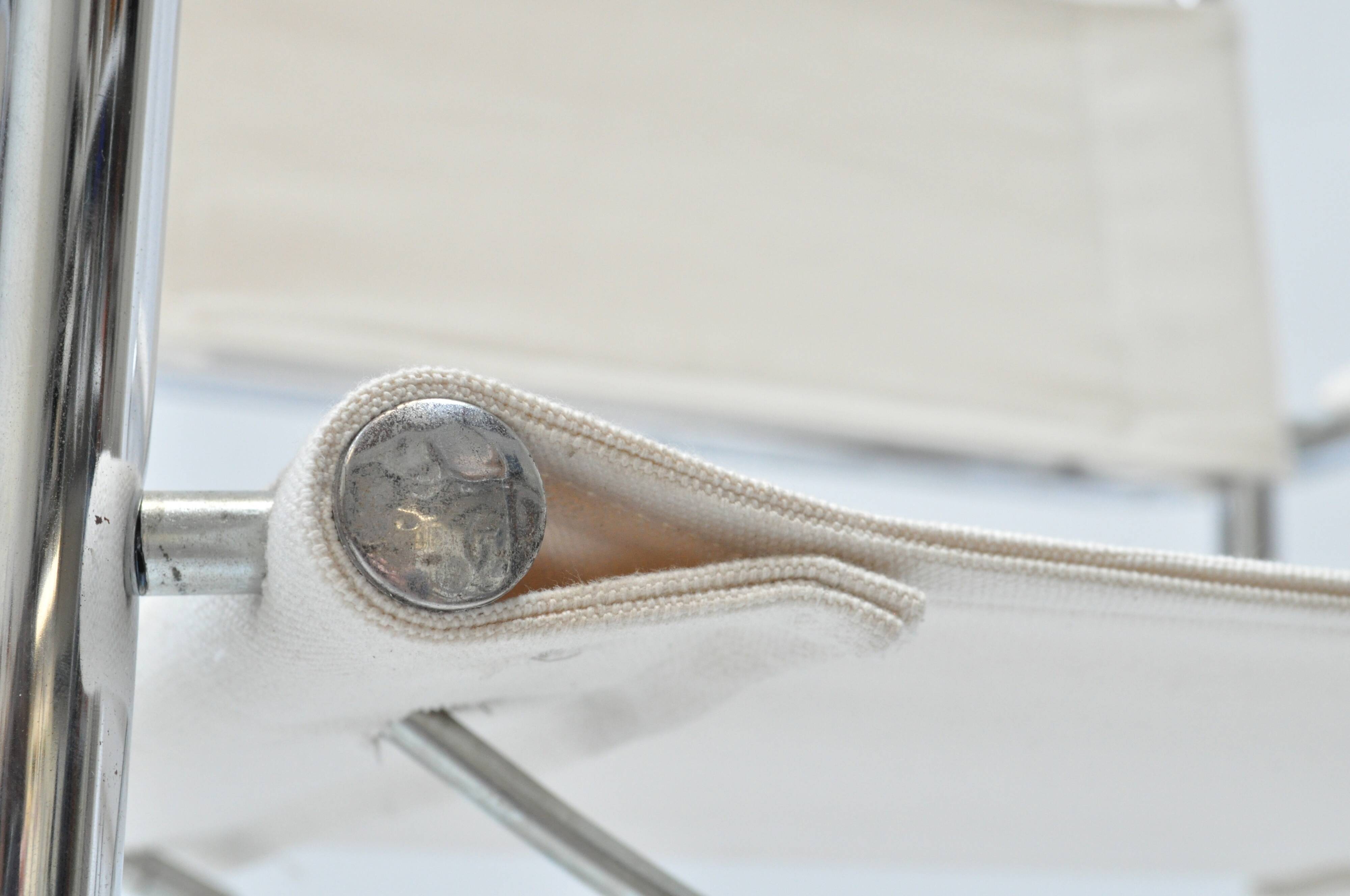 Set of 4 Chrome Sled-Base Chairs, Reupholstered in Italian Chioccarello Lin