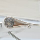 Set of 4 Chrome Sled-Base Chairs, Reupholstered in Italian Chioccarello Lin