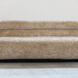 Beige chenille sectional sofa, 3 pieces, 1970s