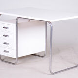 White Bauhaus desk made in 1930s Czechia by Robert Slezak