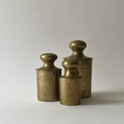 Set of 3 vintage boxes with genuine brass lids, 1950s.