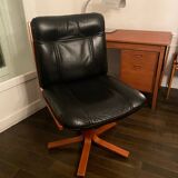 Vintage design office chair - Swivel lobby chair in black leather
