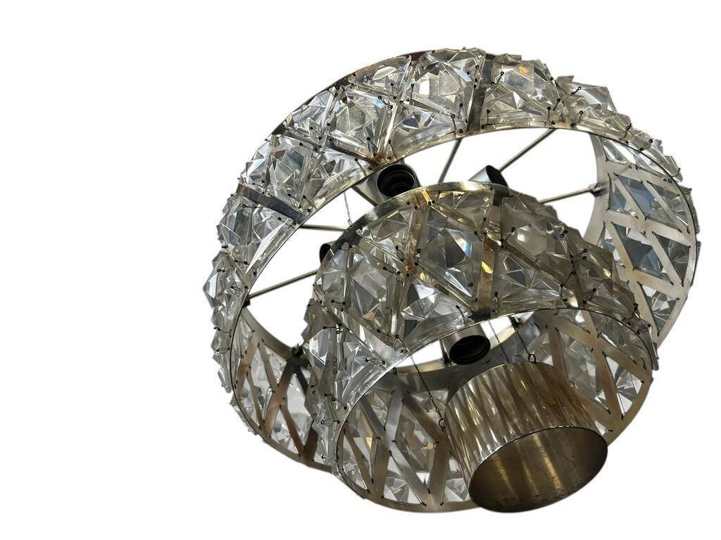 Vintage XL glass chandelier / Kinkeldey pendant light