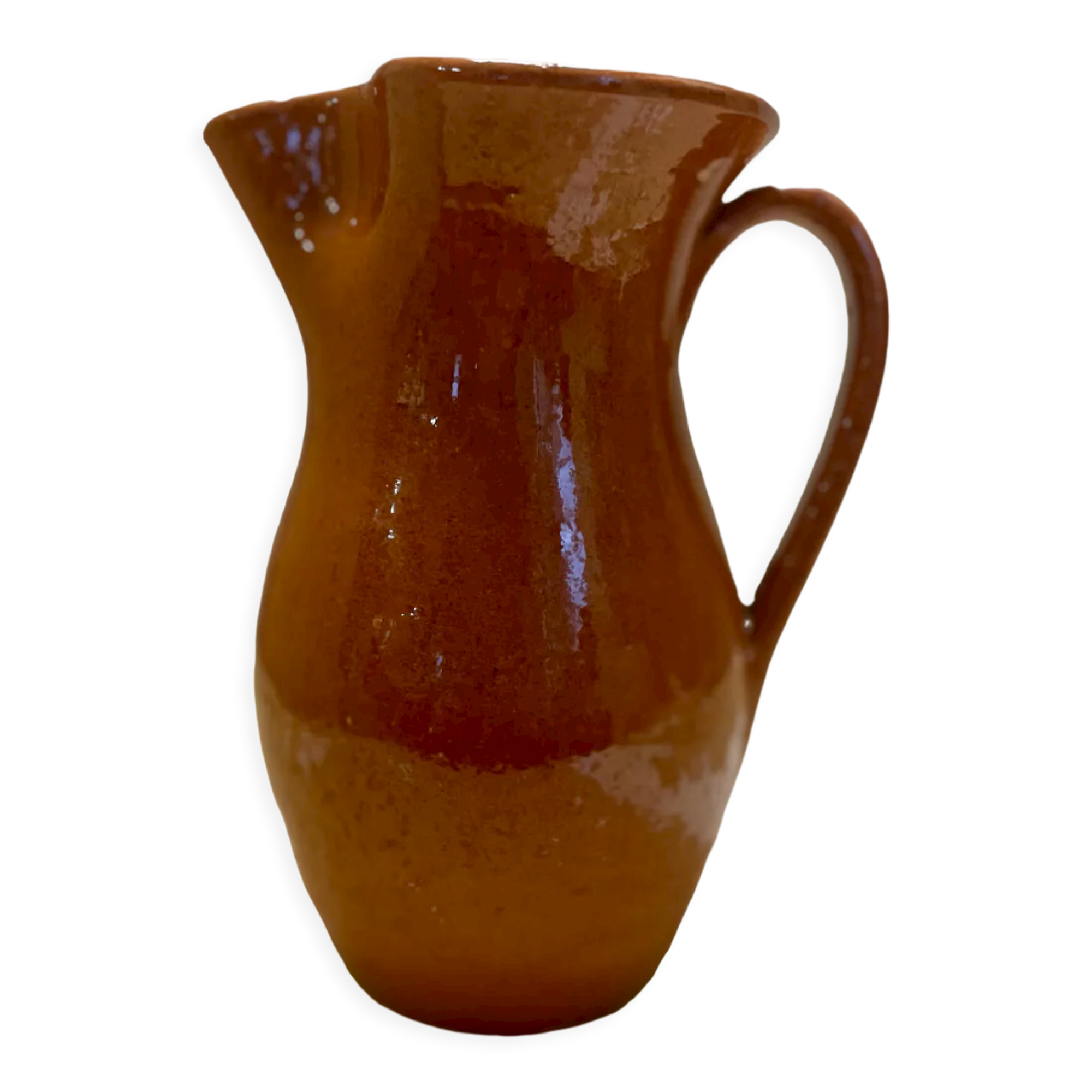 Vintage glazed terracotta pitcher