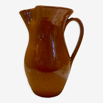 Vintage glazed terracotta pitcher