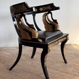 Pair of Empire-style bergère armchairs decorated with swans and lyres