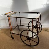 Bar cart in faux bamboo attributed to Maison Jansen.